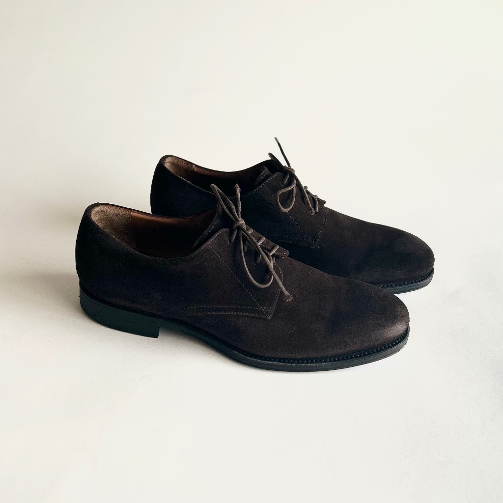 Men’s Aquatalia Dark Brown Suede Genuine Leather Oxfords Size 10
